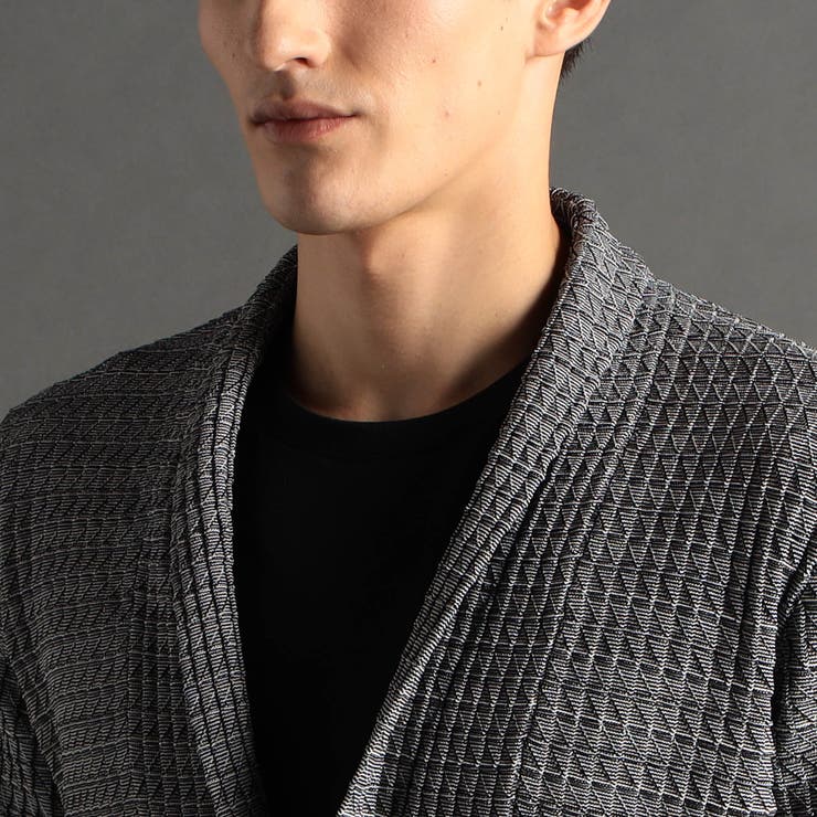 リンクスジャカード ショールカラーカーディガン[品番：NICW0005266