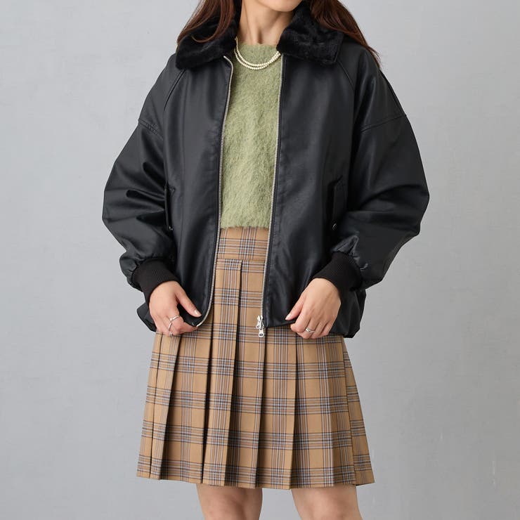 フライトジャケット風ボア衿ブルゾン[品番：NICW0006125]｜NICOLE