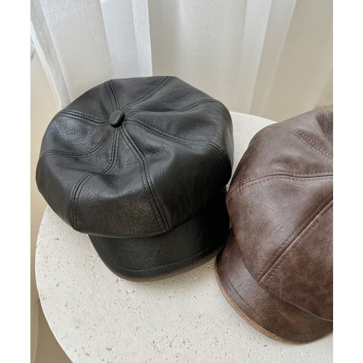 ヴィンテージライク フェイクレザー キャスケット[品番：ORGW0009403