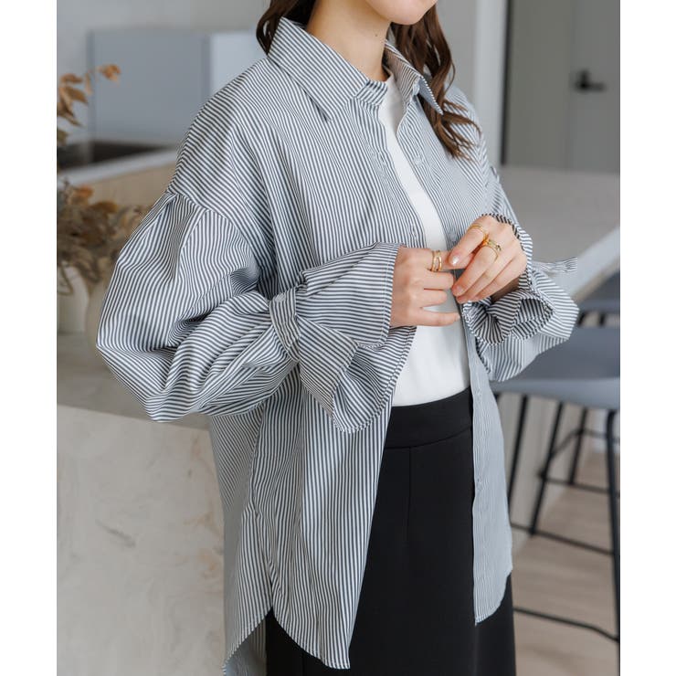 2WAYストライプシャツブラウス[品番：ORGW0000369]｜Ada.（エイダ）の