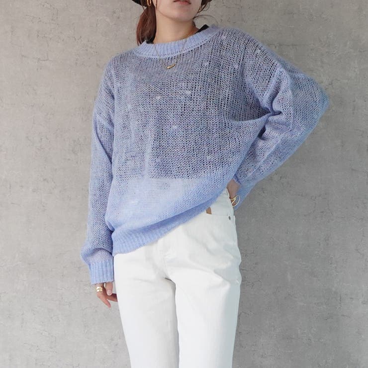 モヘアグラデーションメッシュニットプルオーバー トップス セーター