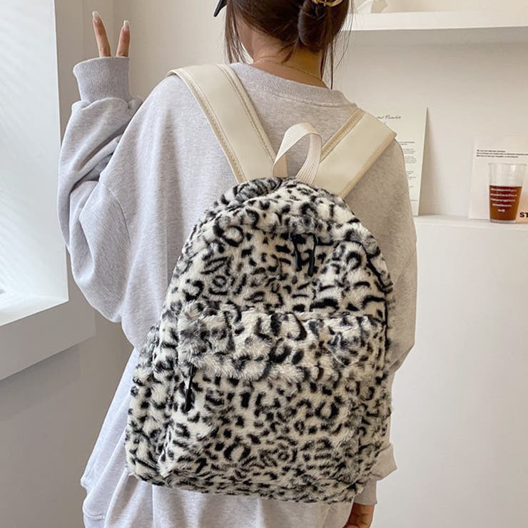リュックサック ヒョウ柄 ふわふわ 通学[品番：AGCW0004855]｜SUNSHINE