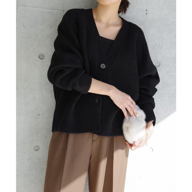 片畦編み ニット カーディガン[品番：AZ000004444]｜andme（アンドミー