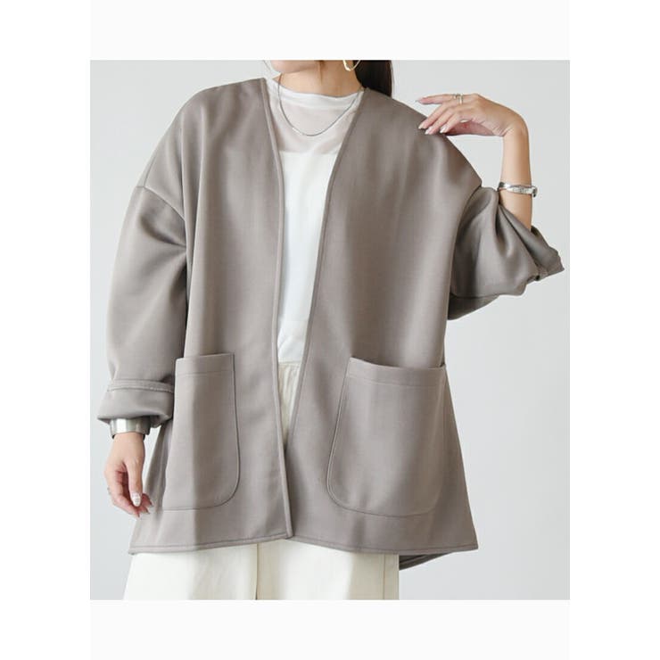 ノーカラージャケット アウター ジャケット[品番：ZX000006343]｜and