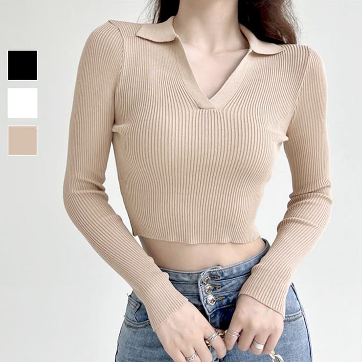 ニット トップス 襟付きVネック[品番：JCSW0001543]｜JOCOSA（ジョコサ