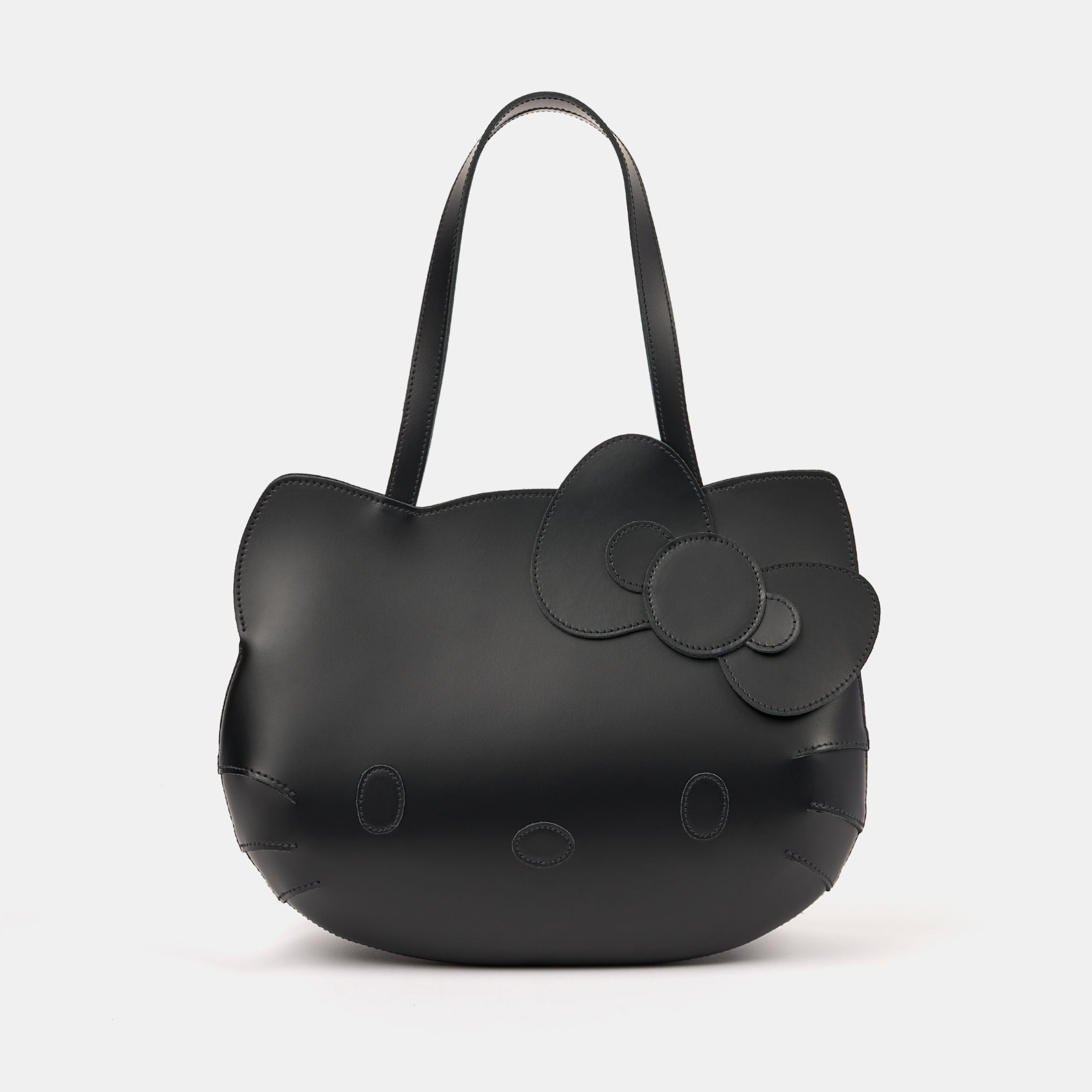 Hello Kitty Face Leather Tote Bag In Black | 【公式】ケンブリッジ
