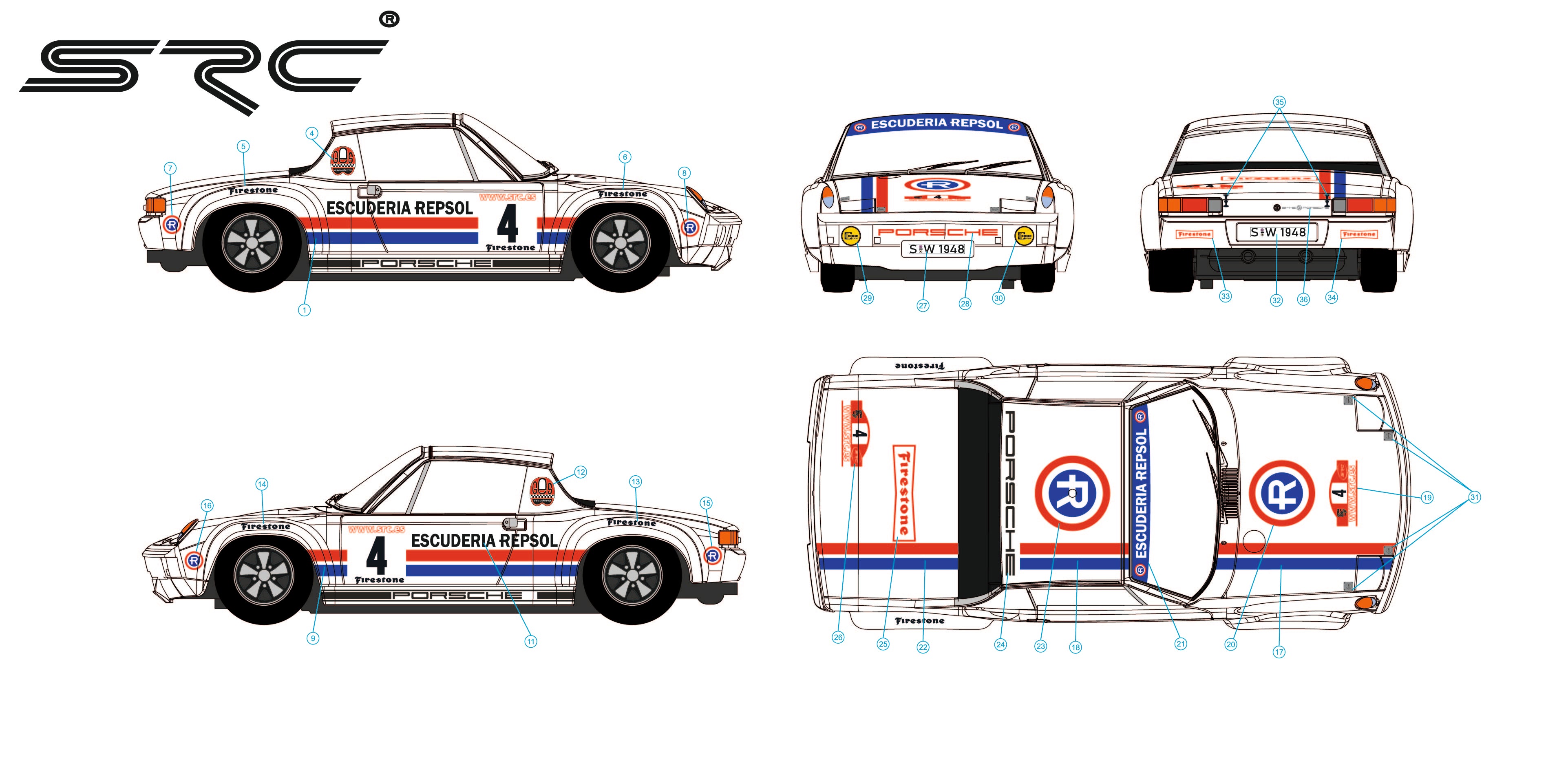 PORSCHE 914 “Repsol” Legends decal placement – SRC Onlineshop