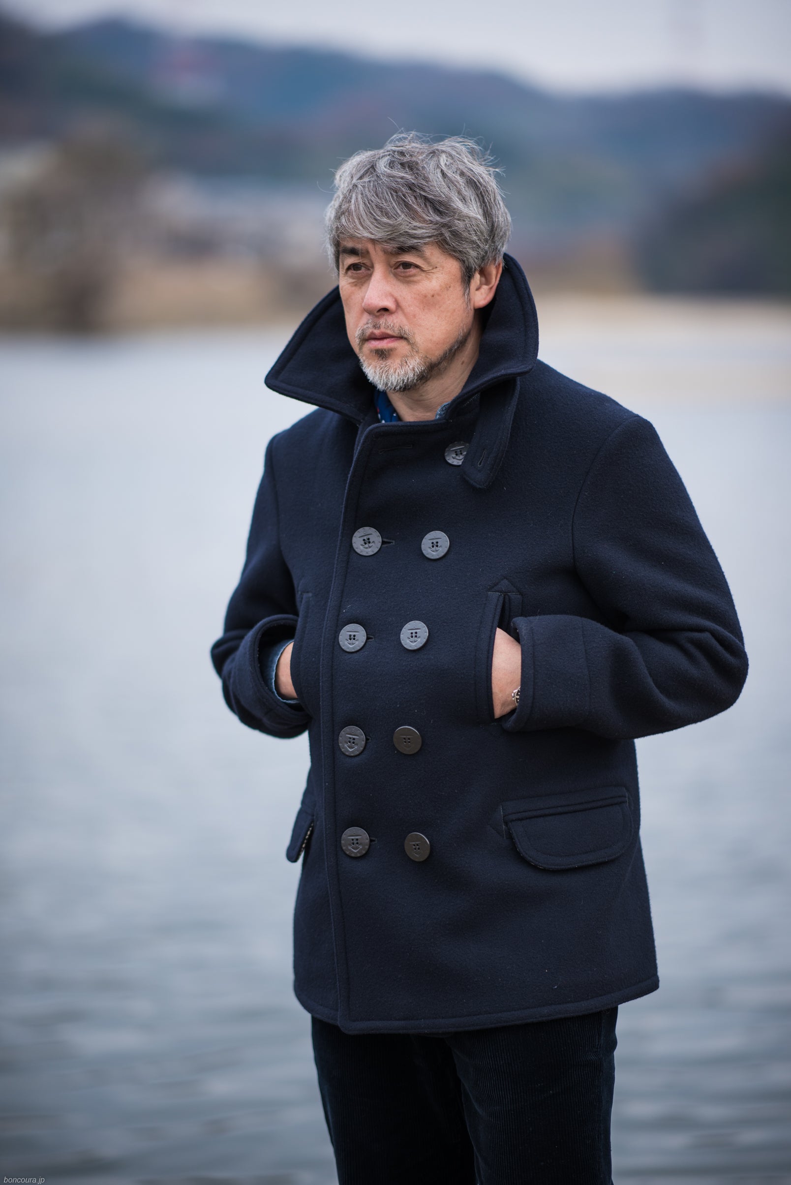 Pea Coat Cashmere Melton Navy – BONCOURA Official Online Store