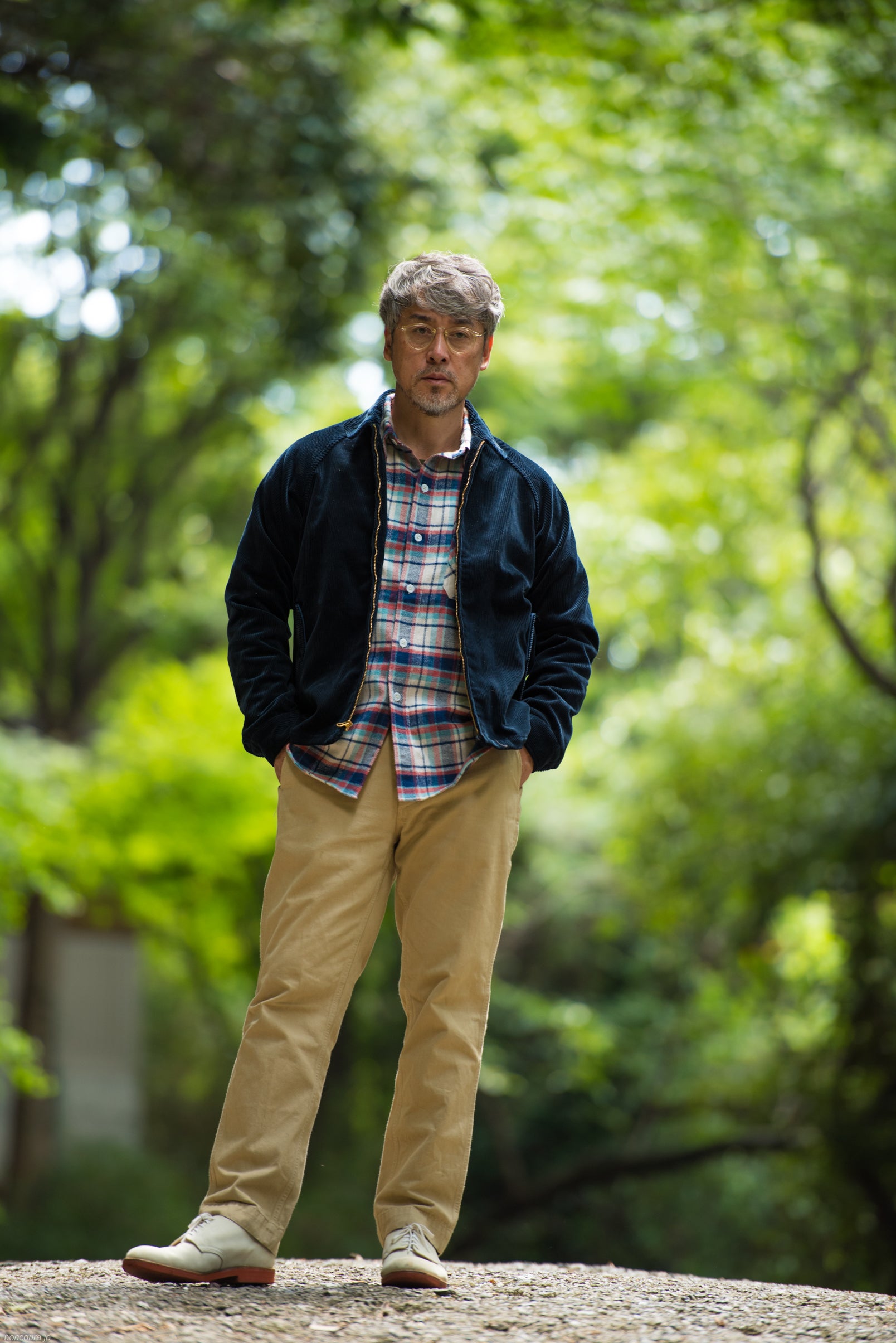 スイングトップ 太畝コール天 ネイビー (Dog Ear Jacket 8 Wale