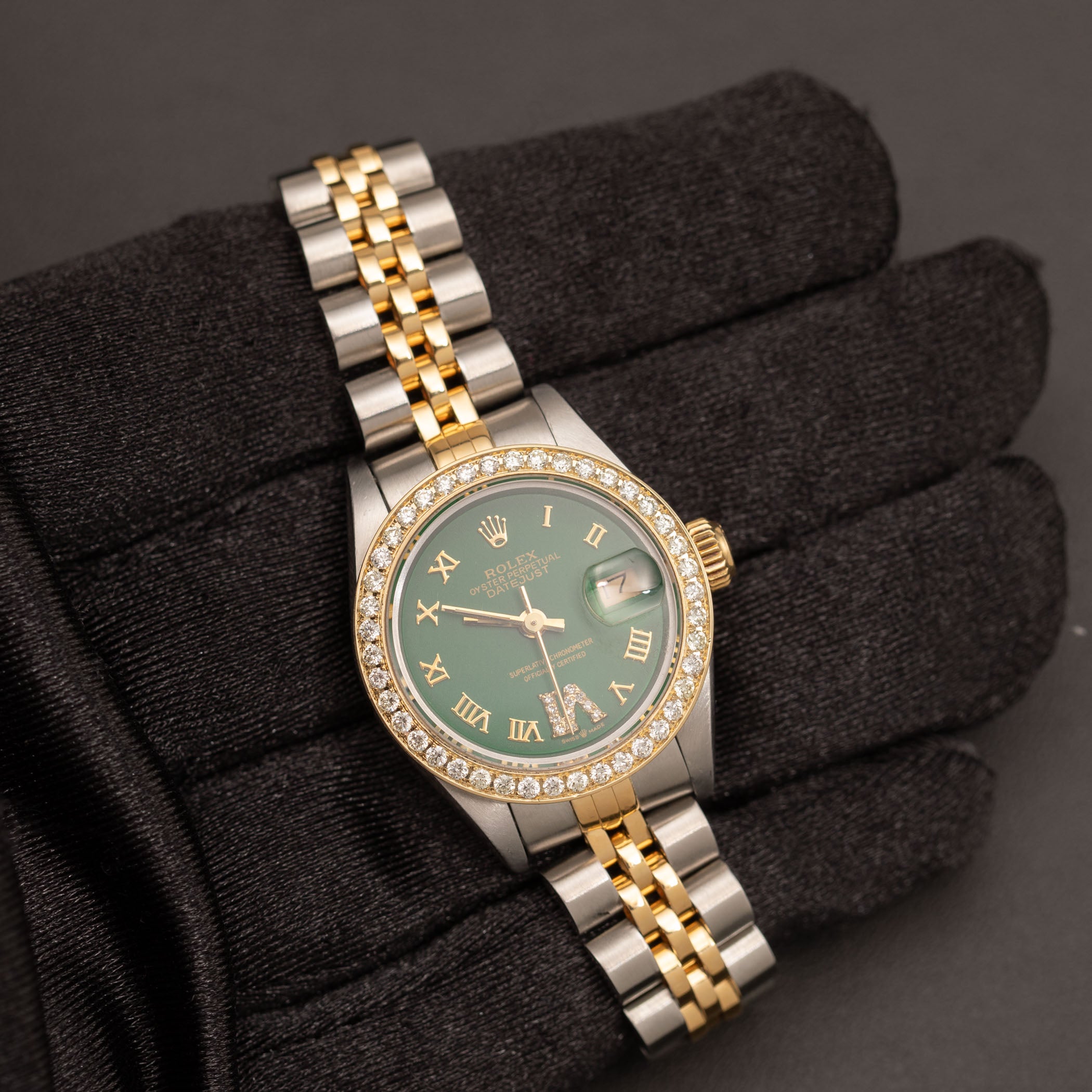 Rolex Datejust 69173 Diamond Bezel Watch 26mm Green Dial | 1.00ct