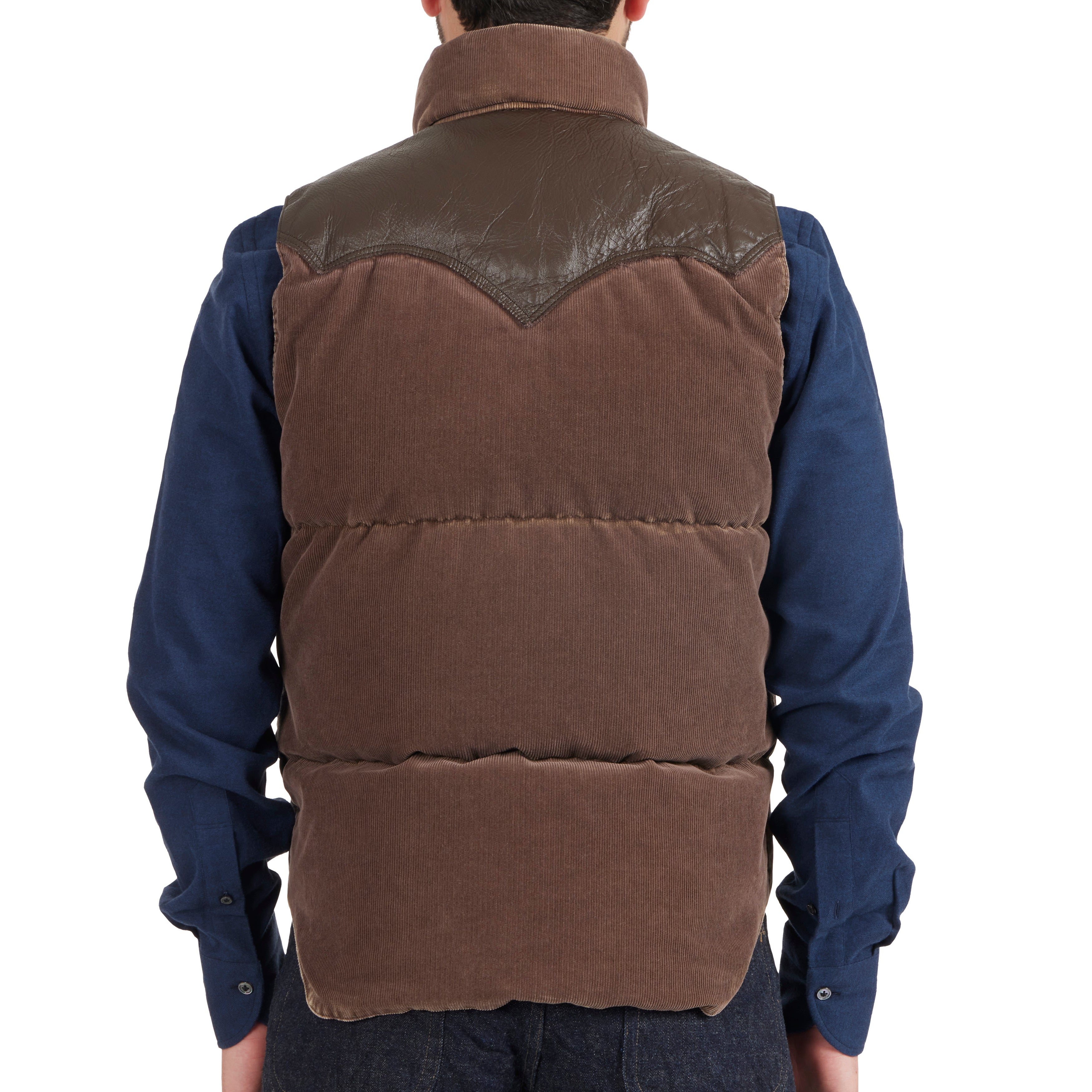 Corduroy/Leather Down Vest - The Armoury