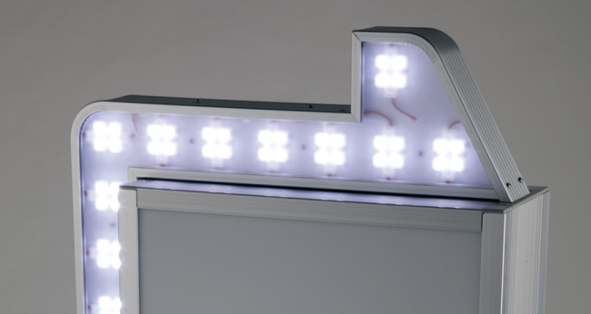 LED矢印点滅付き電飾スタンド看板 H1200mm シルバー (ADO-940NT-LED