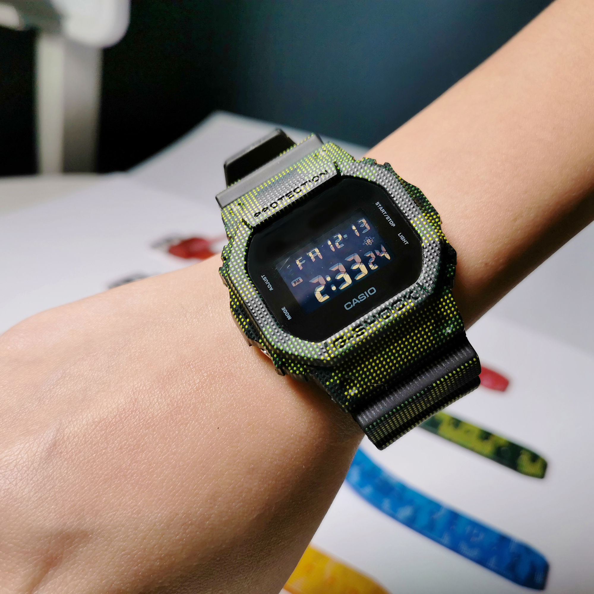 G-Shock DW-5600 Custom Designed Laser Dotted Camo Green Digital