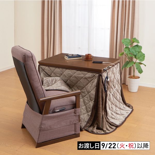 コンセント・USBポート付高脚こたつ3点セット(ホームコーディ)の商品
