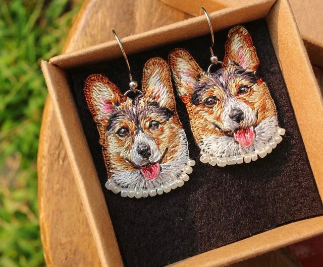 タイ ワンちゃんの気分ピアス *手刺繍ピアス* HORIZON MOON - Pinkoi