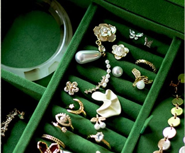 ヴィンテージジュエリーボックス | ベゴニアガラス蓋 |ブラック