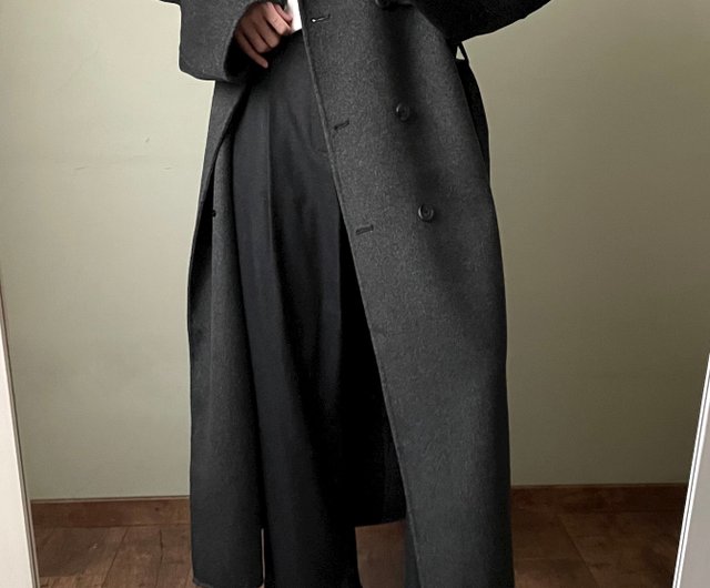 台湾 冬のお出かけをエレガントに彩る 手縫いチャコールグレーダブル