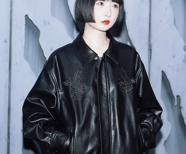 送料無料】ドラゴン刺繍レザージャケット｜チャイナ｜ヴィンテージ風