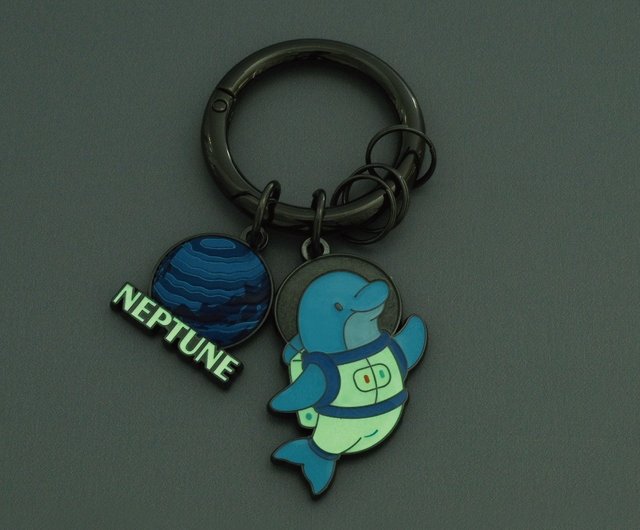 台湾 アニマル宇宙飛行士蓄光キーホルダー / 海王星 X イルカ Onlygo