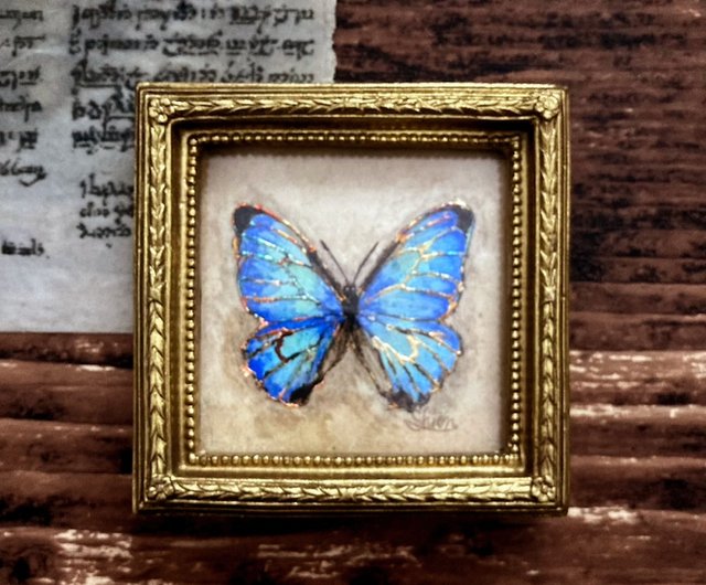 モルフォ蝶の絵, スルコウスキーモルフォ,額縁付き,原画,アンティーク