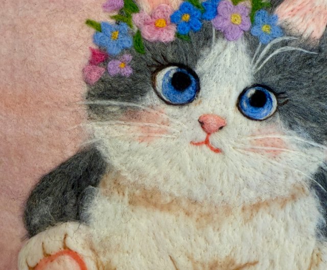 台湾 手作りニードルフェルト 羊毛フェルトショルダーバッグ 猫ちゃん