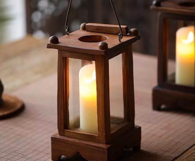 タイ 木製ランタン アンティーク風 ランプ・照明・キャンドル Leelyn