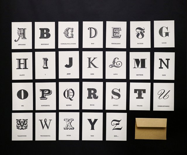 台湾 活版印刷 アルファベットミニカード A to Zセット PAPERWORK 紙本