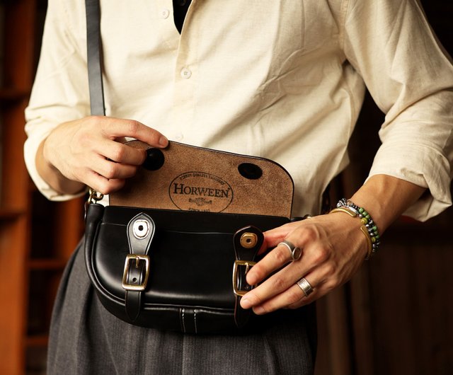 送料無料】アメリカHorweenホーウィン社製 茶芯レザー メッセンジャー