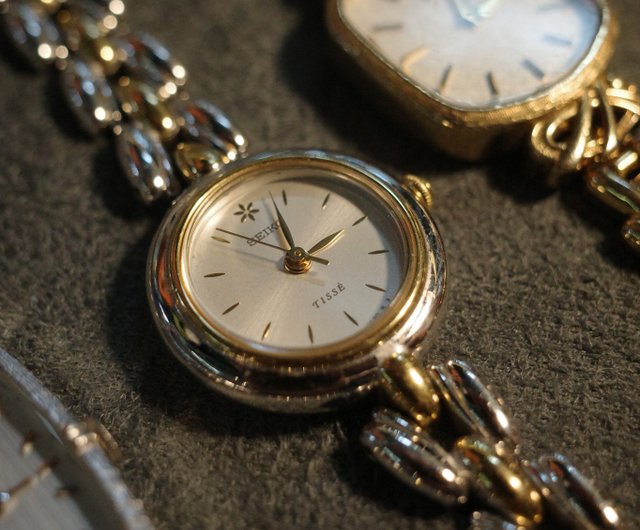 香港 母の日ギフト Seiko 1990年代 Tisse ゴールド ラウンド クォーツ