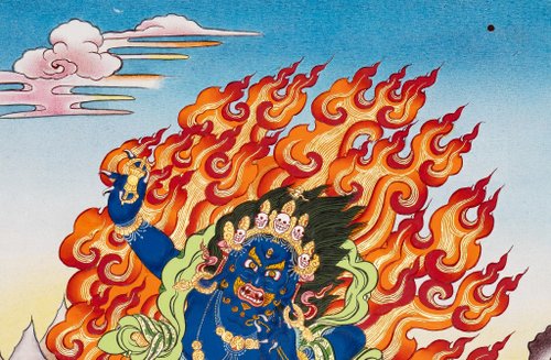 ネパール チベット仏教の金剛手菩薩のタンカアート Boudha Stupa