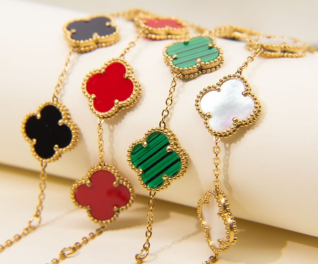 香港 マザーオブパール 四つ葉のクローバー ブレスレット | クローバー