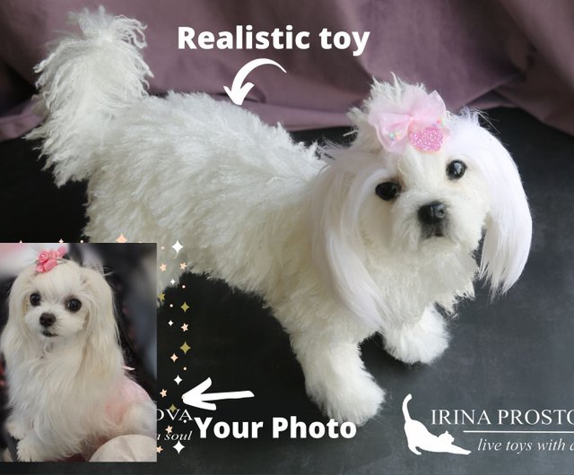 送料無料】ロシア リアルなマルチーズ犬のぬいぐるみ。 Irina Prostova