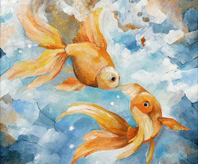 ロシア 金魚画、魚、手描き、原画、油絵、魚絵 AlyonArt - Pinkoi