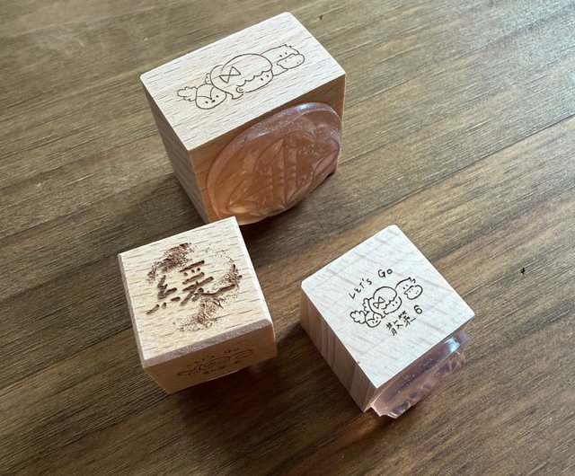 台湾 散策6 スタンプセット / レーザー彫刻ブナ材持ち手 クリスタル
