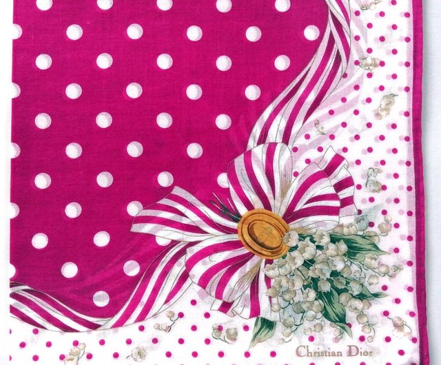 タイ クリスチャン ディオール ヴィンテージ ハンカチ スズラン 19 x