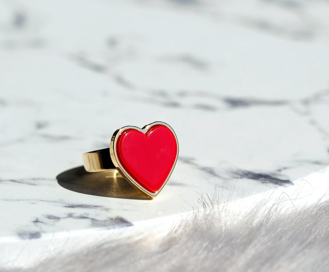 ハートリング レッド HAQC. | リング・指輪 - Pinkoi