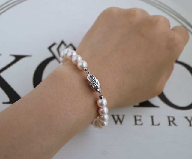 送料無料】お値打ち あこや真珠ブレスレット 7.5‐8mm ホワイトピンク