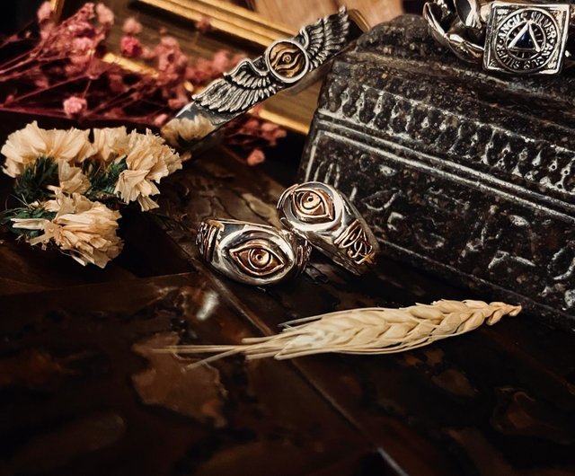 台湾 【エジプトシリーズ】ホルスの目/Horus/アンク/純銀/リング