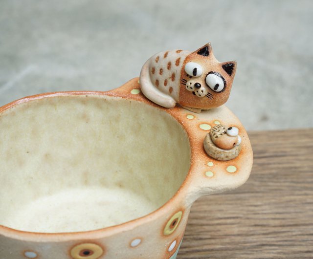 タイ セラミックポット猫で飾られた手作りの陶芸 stuckwithclay - Pinkoi