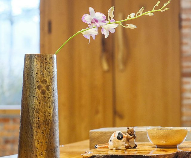 日本古美術【玉川堂】鎚起銅器花入花器花瓶天然薌沉香檀香茶器香道具