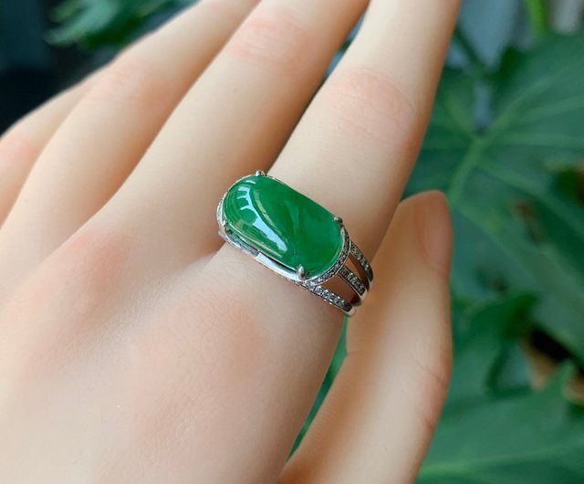 台湾 グリーン翡翠/18Kゴールド/本物のダイヤモンド天然グレード A