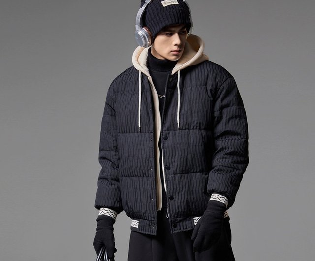 冬メンズゆったりフード付きアヒルダウンジャケットショートダウン