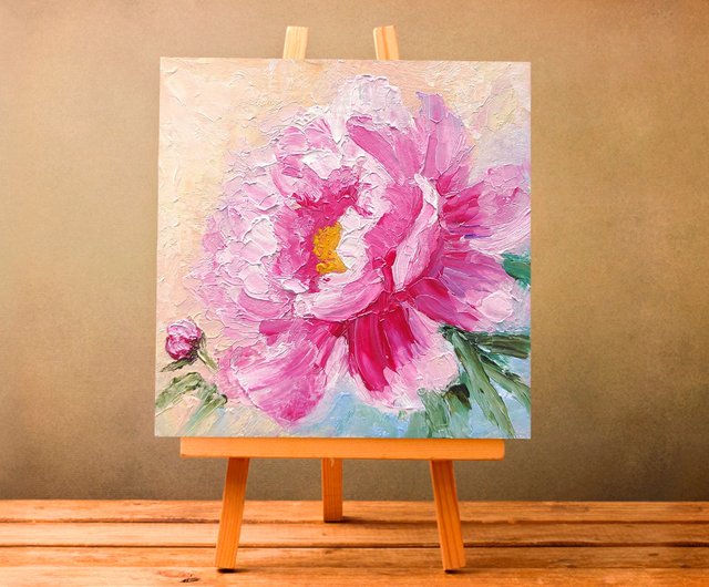 10%OFF】ロシア ピンク牡丹油絵花オリジナルアートギフトアイデア手工