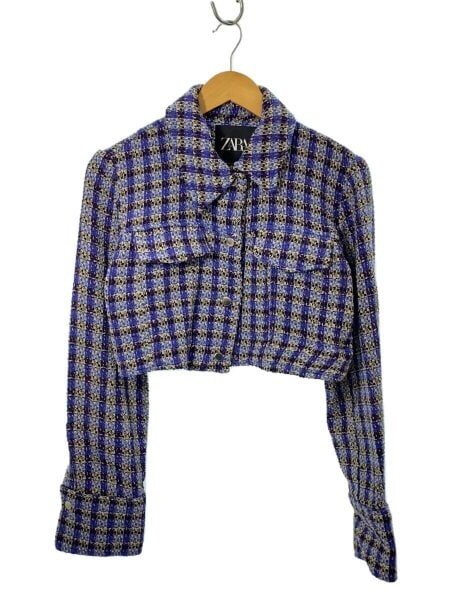 ZARA(ザラ) / ツイード/ショート丈/ジャケット/M/コットン/ブルー