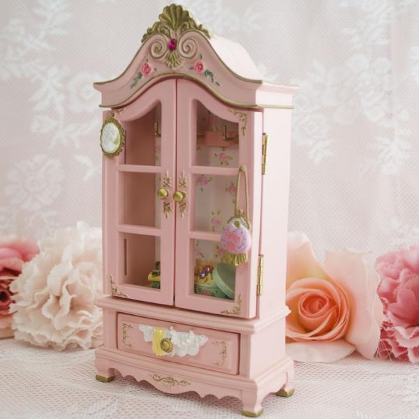 フランス購入 アンティーク雑貨 薔薇 バラ アクセサリーケース ピンク