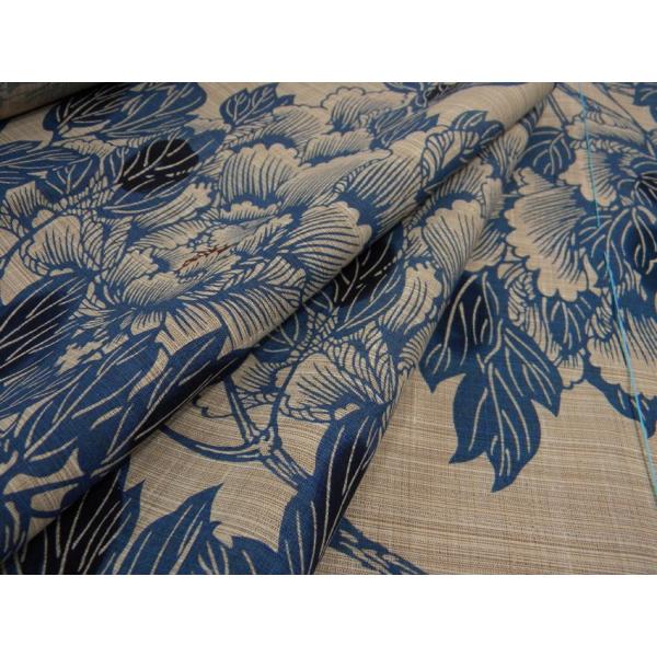 竺仙 ちくせん 奥州小紋 牡丹5516 綿つむぎ高級浴衣反物 /【Buyee