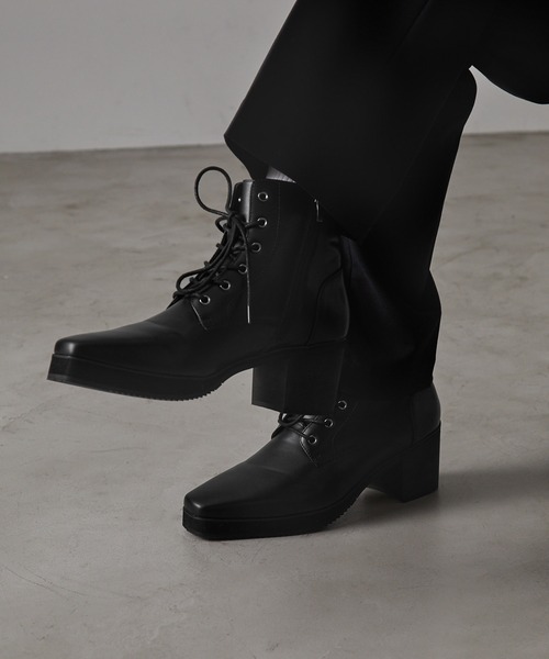 CLEL | 【CLEL】High Sole Design Heel Boots/ハイソール デザイン