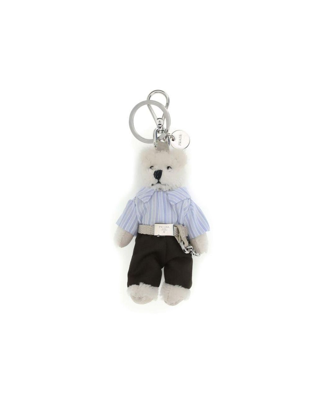 Prada Teddy Keychain in White for Men | Lyst