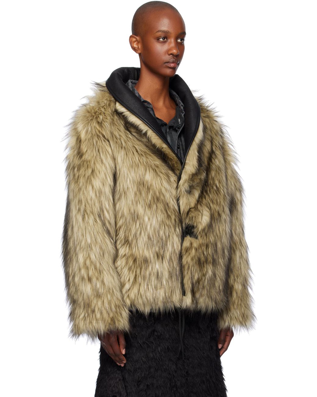 OPEN YY Reversible Faux-Fur Faux-Leather Jacket in Black | Lyst UK