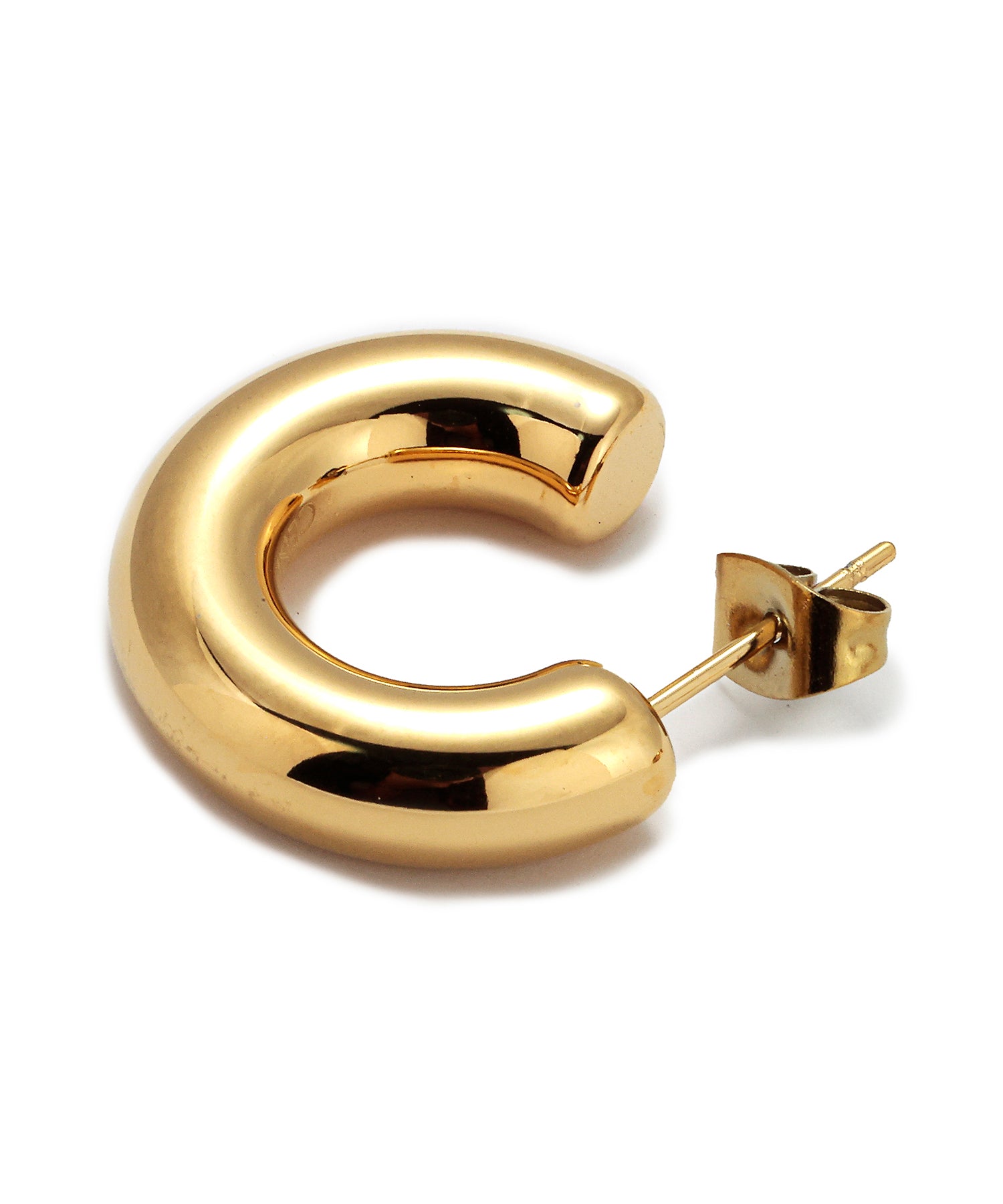 ゴールド]ボリュームシィクフープピアス